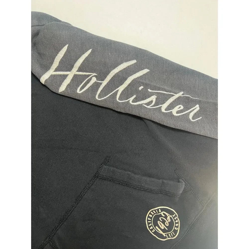 Hollister Gray Black Cowl Neck Pullover S Y2K 1922 Colorblock